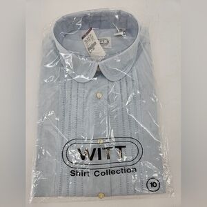 90S vtg Witt Shirt Collection Women's LT BABY BLUE Long Sleeve Blouse Sz 10 NOS